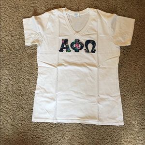 Stitched letter t shirt